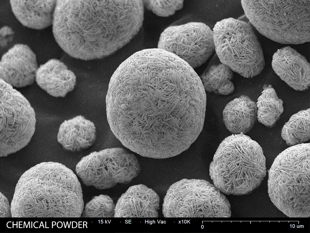 chemical powder SEM image 10,000X magnification