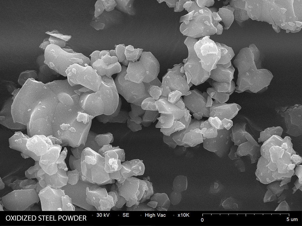 Oxidized Steel Powder SEM image 10,000X magnification