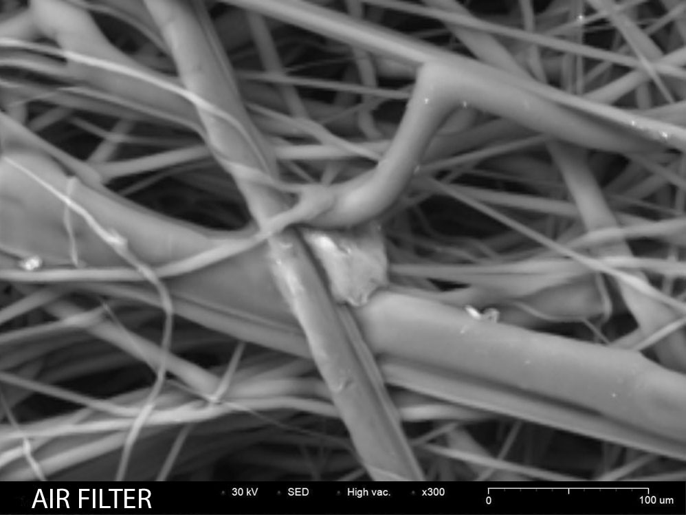 air filter fibers SEM image